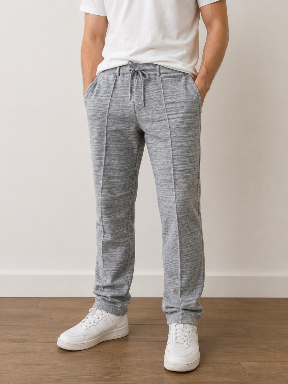 Mauvais Gray Textured Joggers Men’s Medium Slim Fit Luxe Sweatpants Streetwear